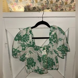 Cropped American eagle shirt with poofy sleeves